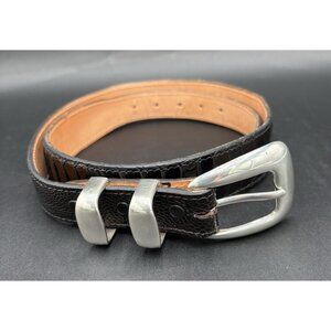 Vtg Chacon Belt Genuine Ostrich Leather 32  Sterling Silver Made USA 1996 EUC